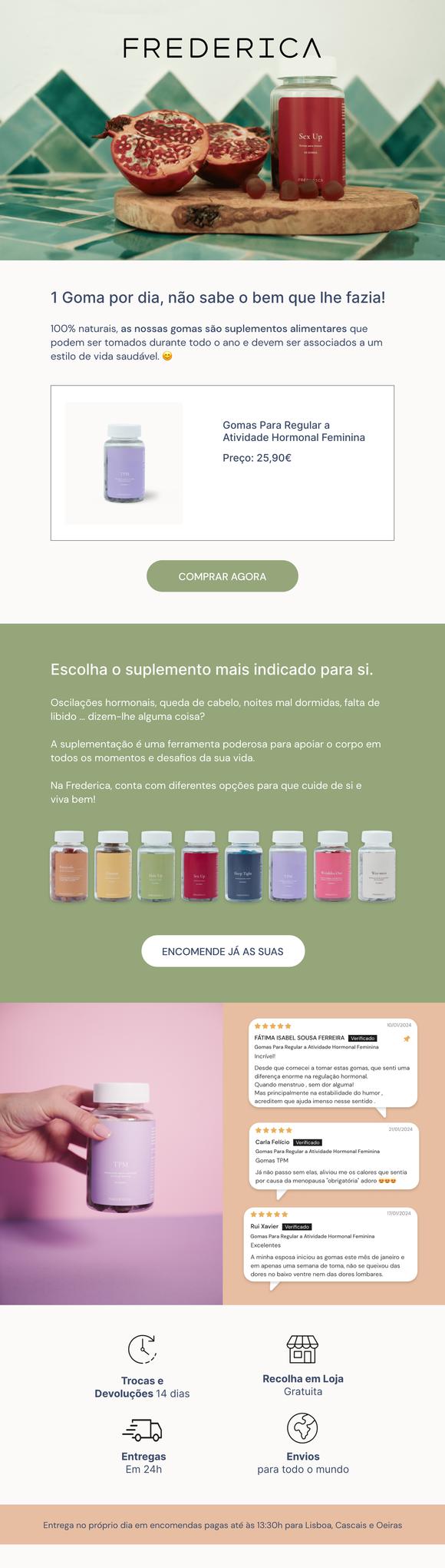Email desenhado para Frederica